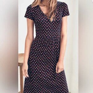 Boden Penelope Red Pink Lip Short Sleeve Jersey Dress